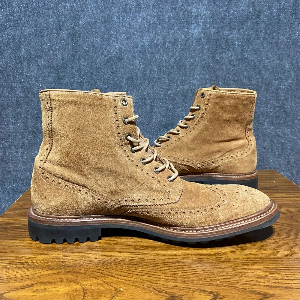 Paul Smith Mens Tan Suede Wingtip Brogue Boots Made in Italy Size 10 Margom Sole